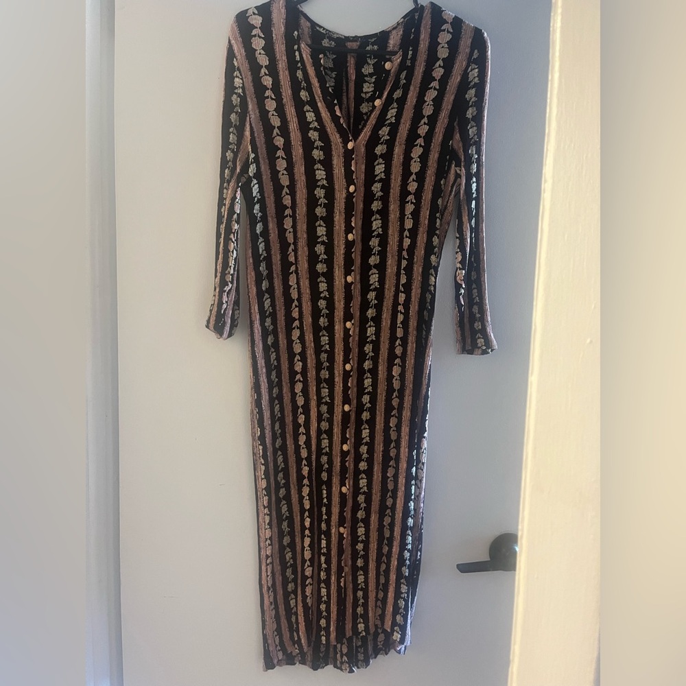 Striped Floral Long Sleeve Dress